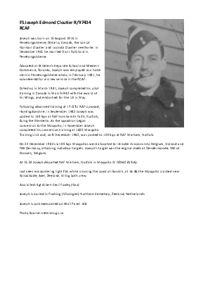 A preview of a PDF biography for Cloutier, Joseph Edmond